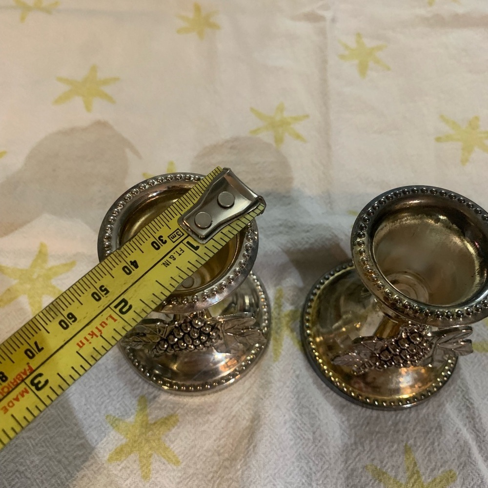 Silver -plated Judaica candle holder with a grape motif set of 2